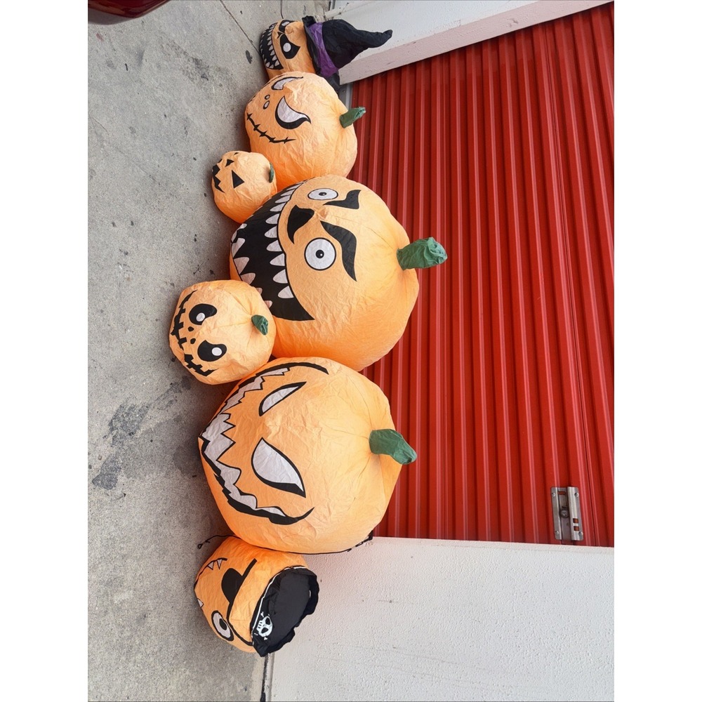 Halloween Airflowz 8 Foot Long Lighted Inflatable Pumpkin Patch 7 Pumpkins